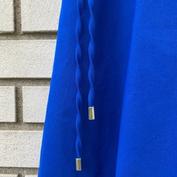 Parker Flynn Cobalt Blue Grommet Lace-Up Fit Flare Mini Dress S Cocktail Party - Picture 7 of 11